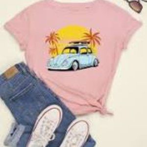 Blush pink T-shirt with car